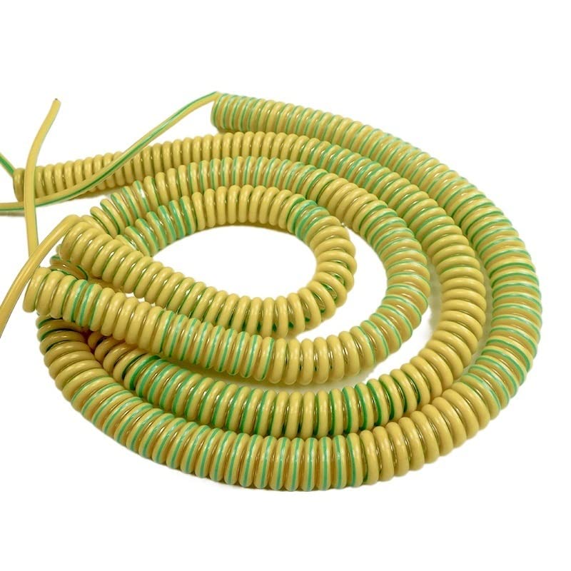 Wire,Coil Cord, Spring Telescopic Spiral Cable, Yellow-Green Ground Wire Single Core Shrinkable - Image 4