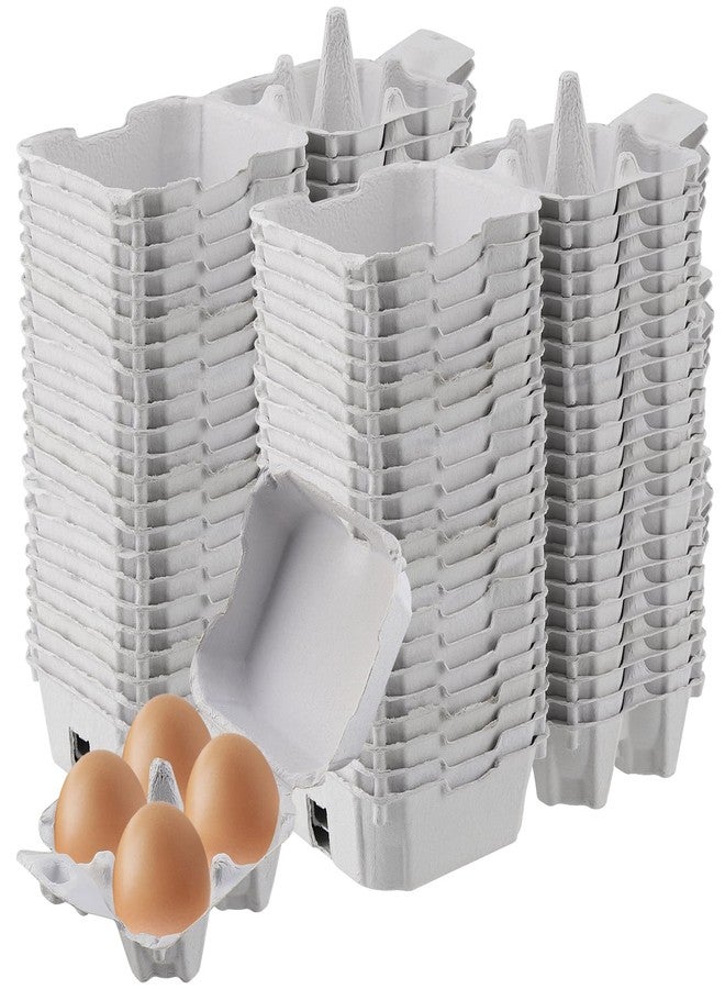 MUKLEI 50 PCS Paper Egg Cartons for Kitchen, Farm, Market, Travel and Transport - 4 Pulp Cartons, White - Image 1