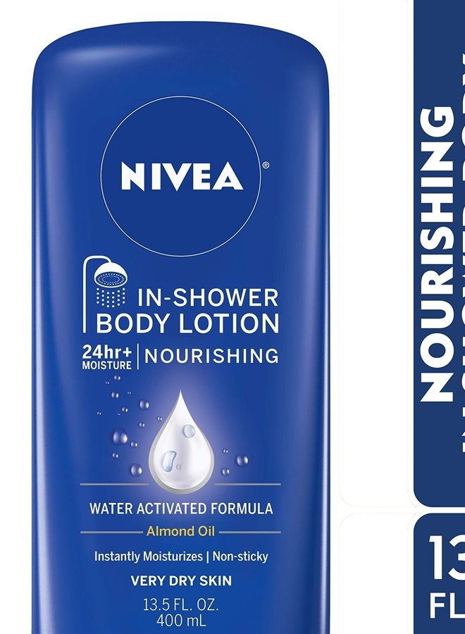 Nivea لوشن مغذي في الحمام، لوشن للجسم للبشرة الجافة، زجاجة سعة 13.5 أونصة سائلة - Image 2