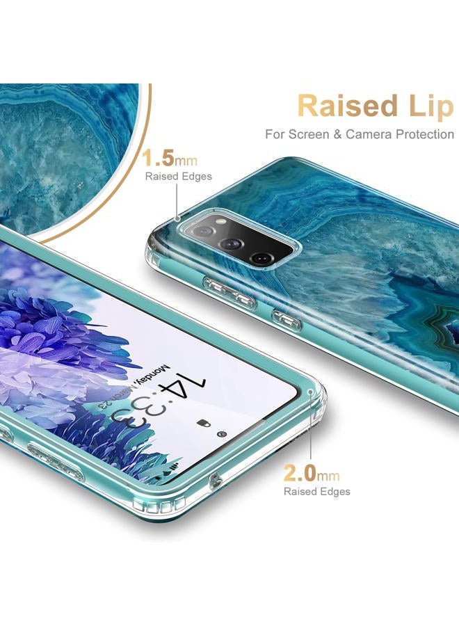Esdot Compatible with Samsung Galaxy S20 FE Case with Built-in Screen Protector,with Fashionable Designs for Women Girls,Protective Phone Case for Galaxy S20 FE 6.5" Agate Stone - Image 5