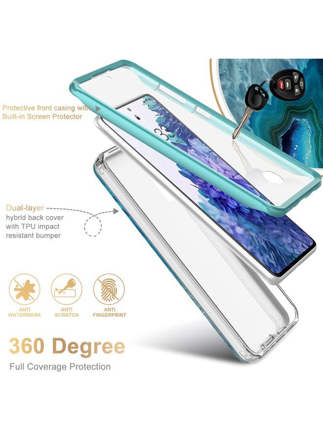Esdot Compatible with Samsung Galaxy S20 FE Case with Built-in Screen Protector,with Fashionable Designs for Women Girls,Protective Phone Case for Galaxy S20 FE 6.5" Agate Stone - Image 2