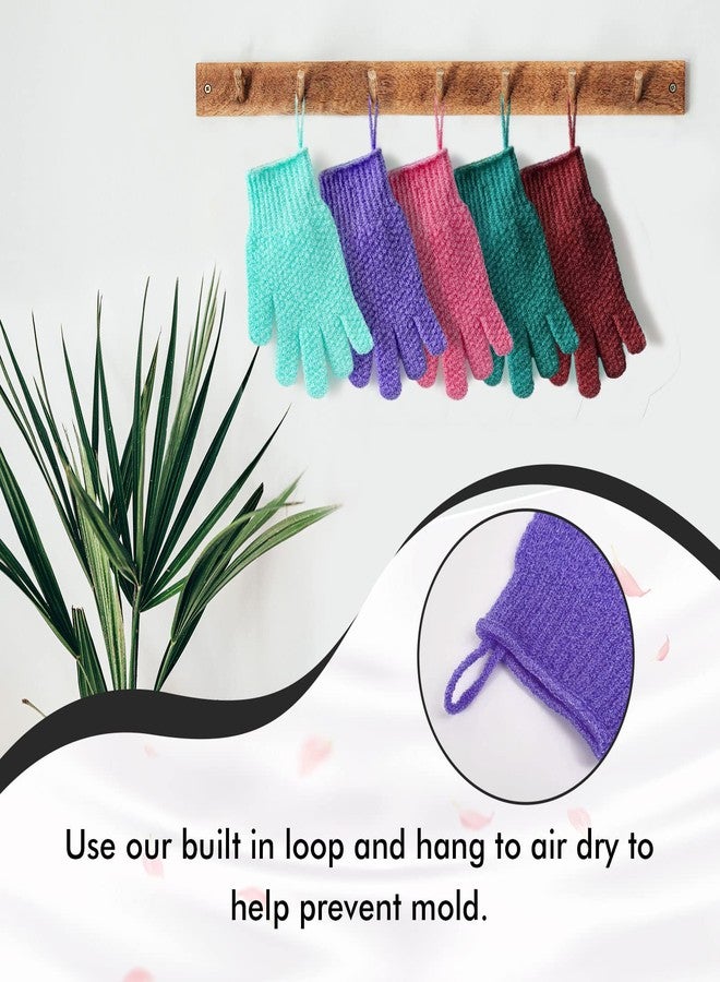 Evridwear Exfoliating Dual Texture Bath Gloves for Shower, Spa, Massage and Body Scrubs, Dead Skin Cell Remover, with Hanging Loop Heavy(5 Pairs Gift Set for Women) - Image 4