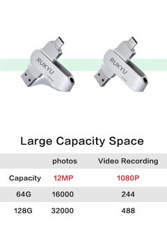 RUKYU 128G USB3.0+Type-c Dual Interface USB Flash Drive, High-Speed Storage, 150MBps Read, 60MBps Write, 360-degree Rotating Protective Cover, Compatible with Computers, Tablets, Type-c Mobile Phones, Cars, Audio, TVs (128GB)  - Image 2