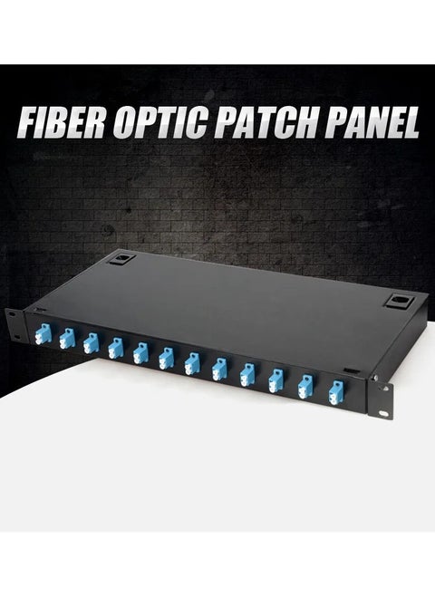 Fiber Optic Fixed Patch Panel 12 Port with 12 Dual Adapters Single Mode 19 Inch