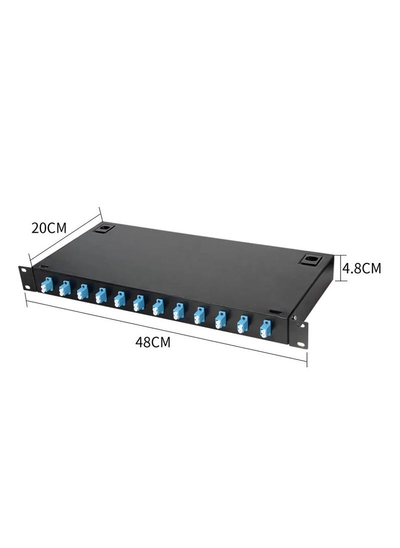 T Tech Fiber Optic Fixed Patch Panel 12 Port with 12 Dual Adapters Single Mode 19 Inch  - Image 3