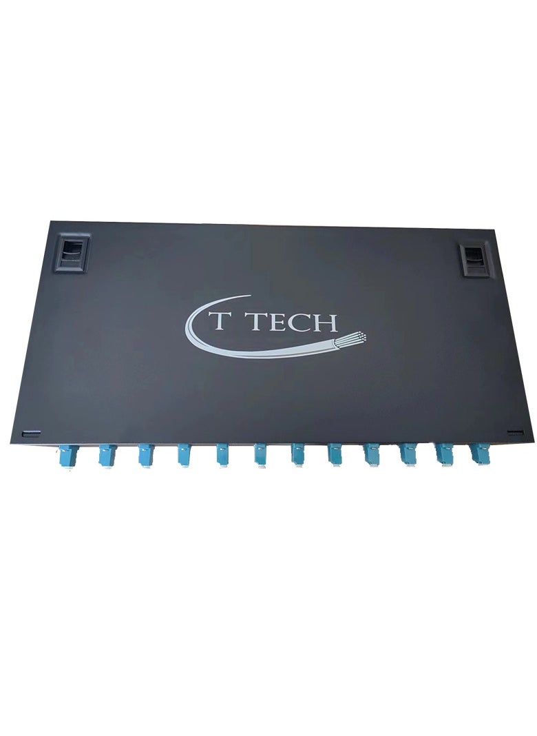 T Tech Fiber Optic Fixed Patch Panel 12 Port with 12 Dual Adapters Single Mode 19 Inch  - Image 5
