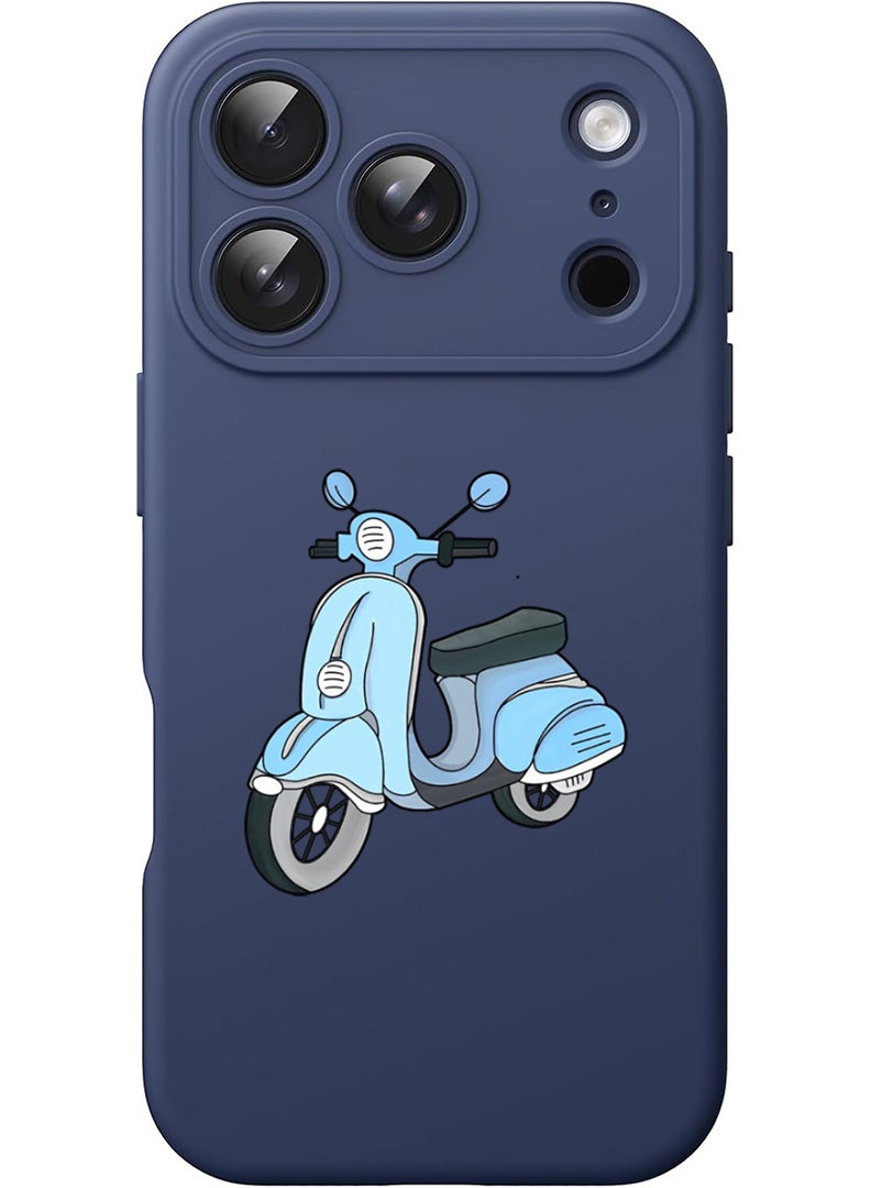 Theodor Protective Slim Fit Case Liquid Silicone Cover with Full Body Protection Anti-Scratch Shockproof Case For Apple iPhone 17 Pro (Blue) Scooter - Image 1