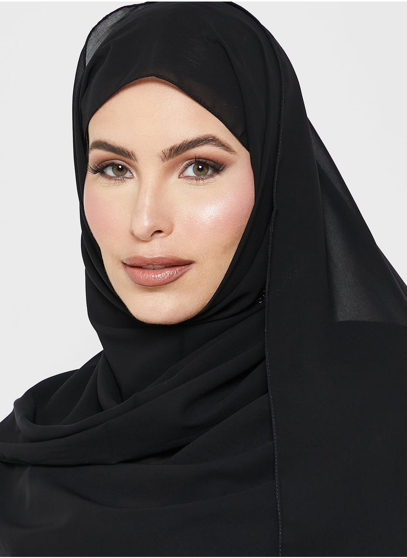 hayas closet - Embroidered Contrast Frill Detail Abaya - Image 1