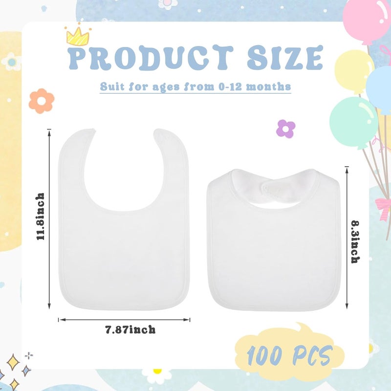 Toulite طقم 50 قطعة من المرايل البيضاء للأطفال قابلة للغسل وإعادة الاستخدام ومقاومة للماء مصنوعة من القطن مع تصميم مزدوج الجوانب - Image 2