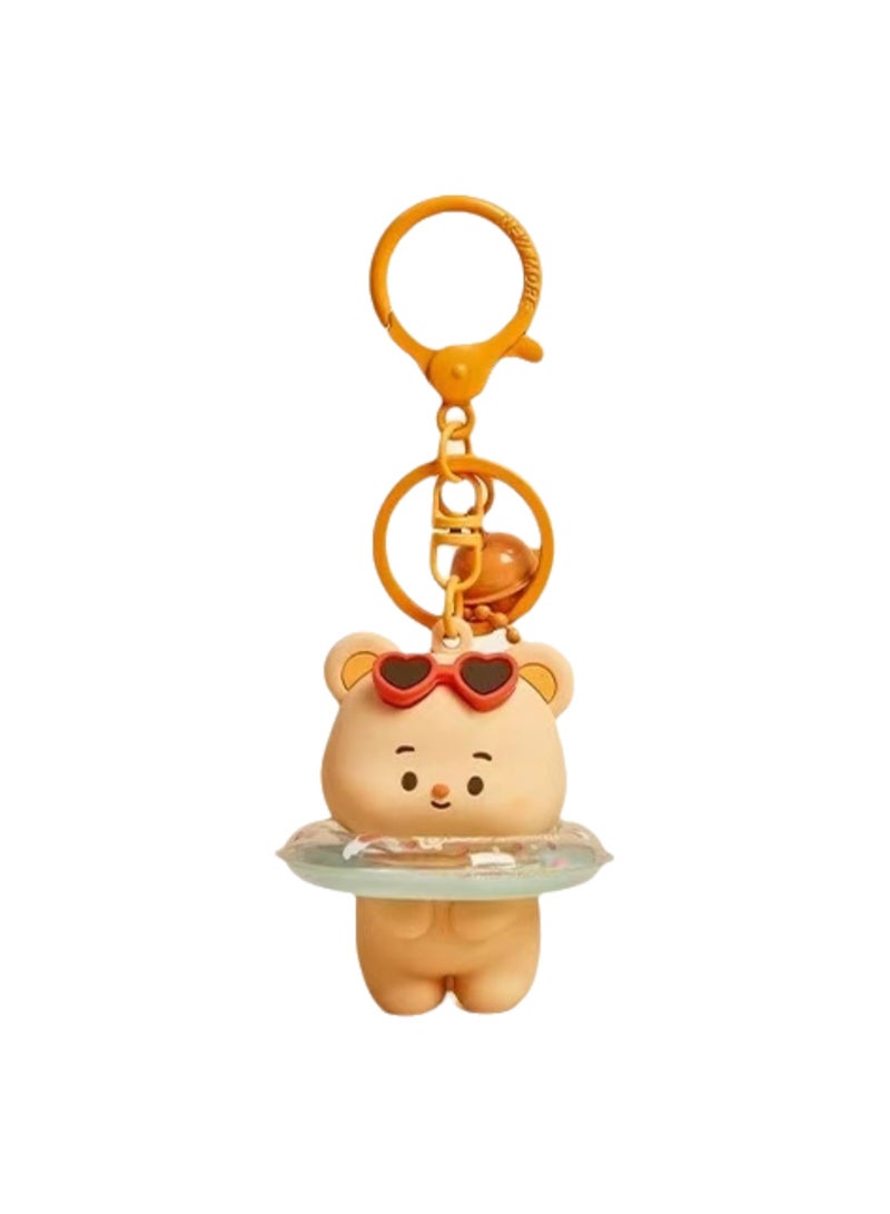 Cute Keychain, Pvc Doll Gift, Cute Keychain, Backpack Accessories, Bag Accessories (Blue Swimming Ring Bear)  - Image 1