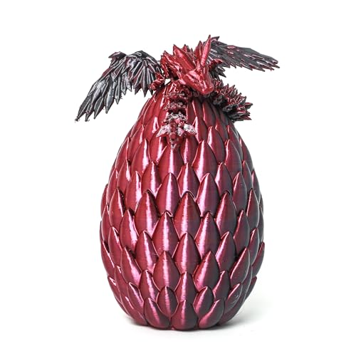 Flavery 3D Printed Flying Dragon in Egg Black Mix Red Surprise Easter Basket Essentials with Flexible Winged Dragon Inside Mystery Beautiful Fidget Toy Birthday Gift Desk Figure Decor - Image 1