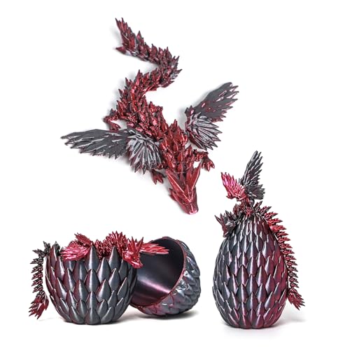 Flavery 3D Printed Flying Dragon in Egg Black Mix Red Surprise Easter Basket Essentials with Flexible Winged Dragon Inside Mystery Beautiful Fidget Toy Birthday Gift Desk Figure Decor - Image 5