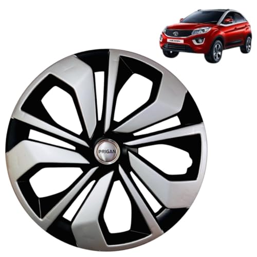 PRIGAN Wheel Cover for Nexon Silver Black Wheel Cover 16" for TATA Nexon (Set of 4 Pcs) (Press Fitting) Model Name- Fronx Silver Black 16 - Image 1