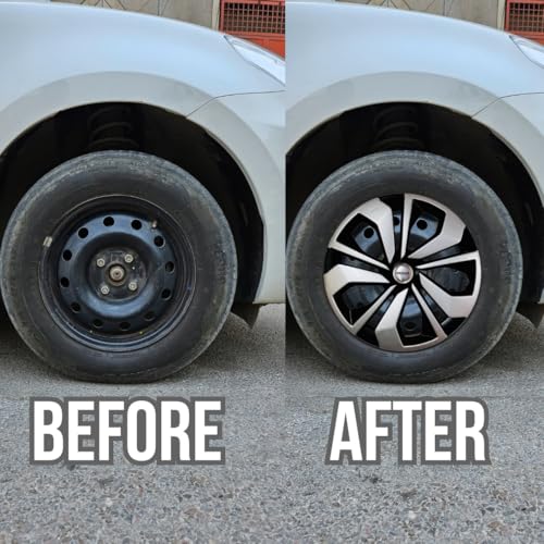 PRIGAN Wheel Cover for Nexon Silver Black Wheel Cover 16" for TATA Nexon (Set of 4 Pcs) (Press Fitting) Model Name- Fronx Silver Black 16 - Image 3