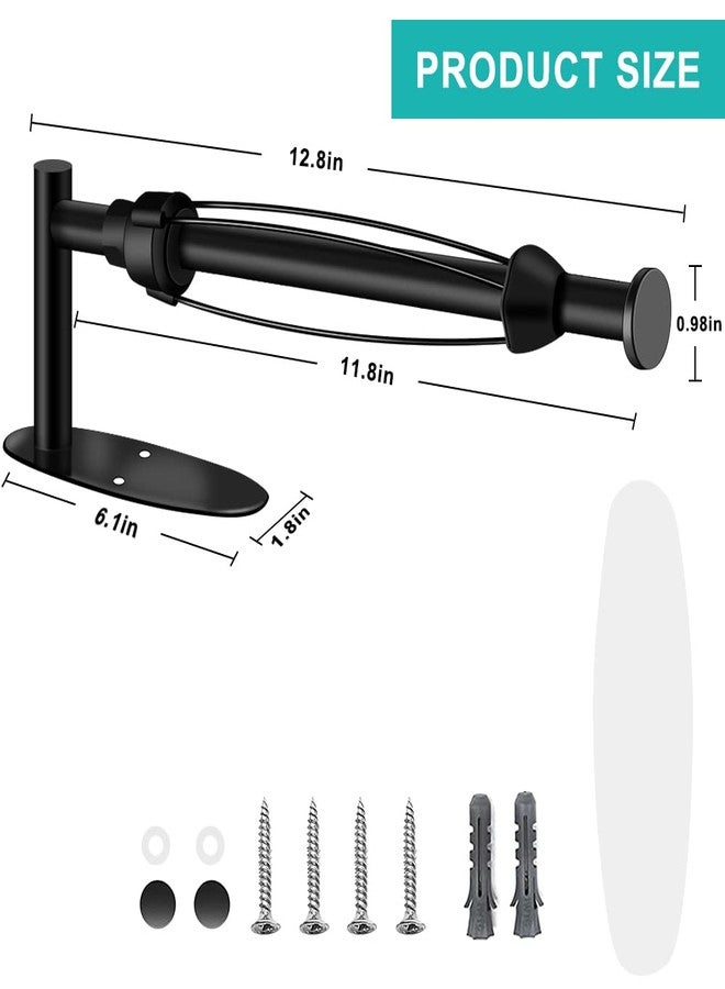 MGahyi Paper Towel Holder Under Cabinet, Single Hand Operable Wall Mount with Damping Effect, Self-Adhesive or Drilled for Kitchen Bathroom(Black 2pcs) - Image 2