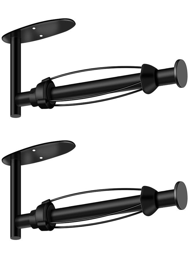MGahyi Paper Towel Holder Under Cabinet, Single Hand Operable Wall Mount with Damping Effect, Self-Adhesive or Drilled for Kitchen Bathroom(Black 2pcs) - Image 1