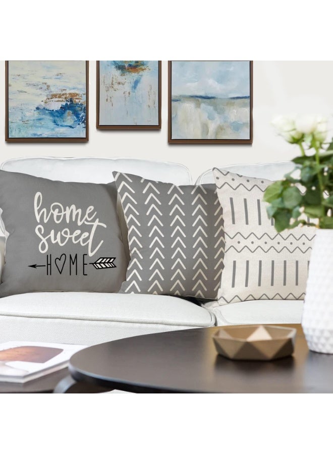 كيلا غطاء وسادة زخرفية، ديكور خريفي للمنزل، غطاء وسادة عصري للأريكة، غطاء وسادة من قماش الكتان للأماكن الخارجية، للكنبة أو السرير أو السيارة، 45x45 سم، طقم من 4 - Image 4