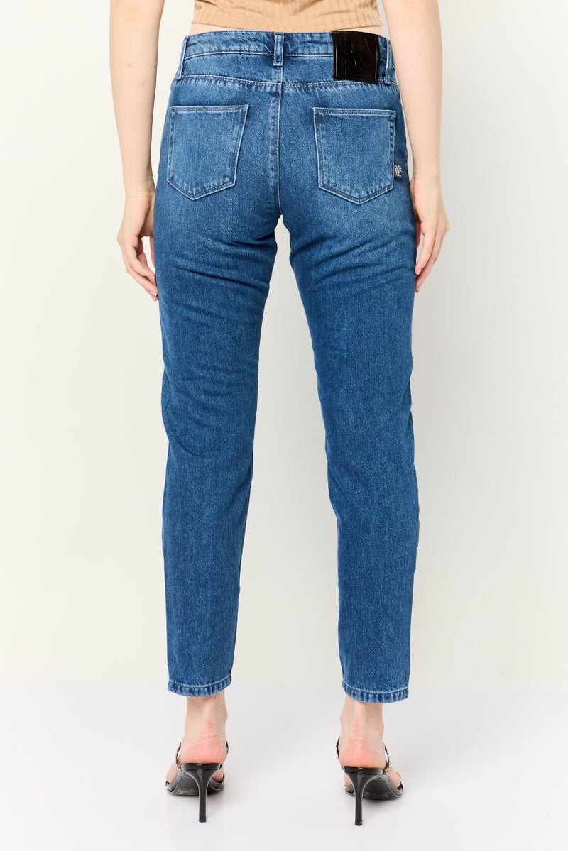 Karl Lagerfeld Women Regular Fit High Rise Straight Leg No Stretch Jeans, Blue - Image 4