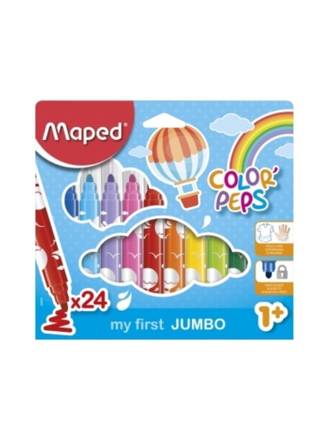 مابد أقلام تلوين قابلة للغسل للغاية من مابد كلر بيبس - نصائح السلامة الأولى - 24 لونًا (846222) - Image 1