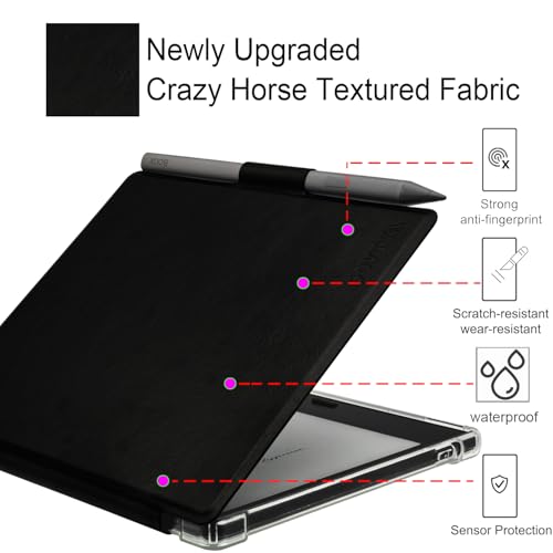 GOVTVA Pen Holder Case for Onyx Boox Go Color 7 (Gen 1/2, 2024/2025) / Boox Go 7 Ultra-Thin Enhanced Auto Sleep/Wake Cover with Transparent TPU Back & Magnetic Closure (Black) - Image 4