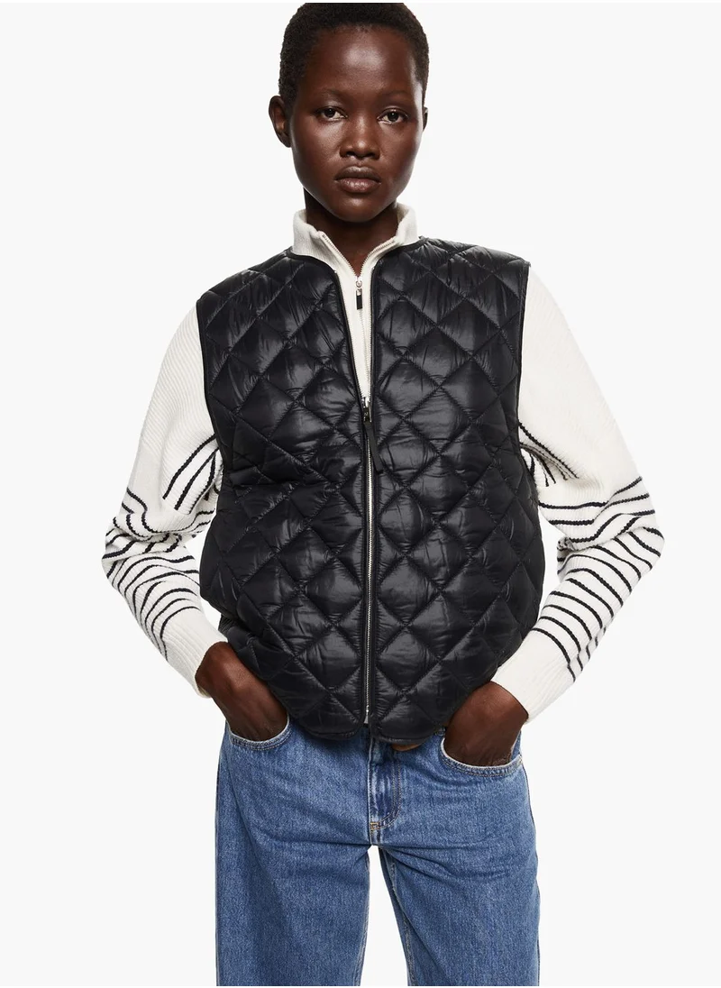 MANGO Zip Through Quilted Gilet