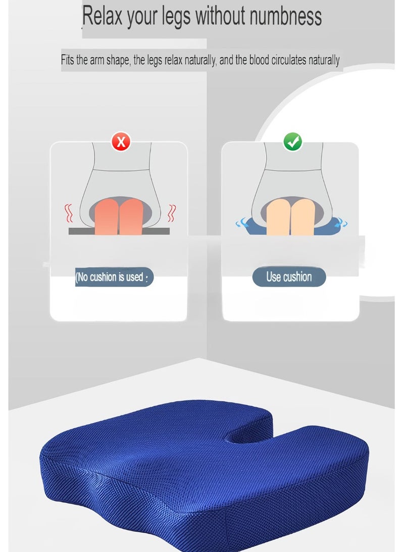 AROAQ Seat Cushion, Orthopedic Chair Pad Pain Relief Memory Foam Cushion,  Ergonomic U Shape Design Non-slip Cooling Gel Pad Seat Cushion, For Back Pain Relief, Tailbone Support,(Soft Velvet Sapphire Blue)  - Image 3