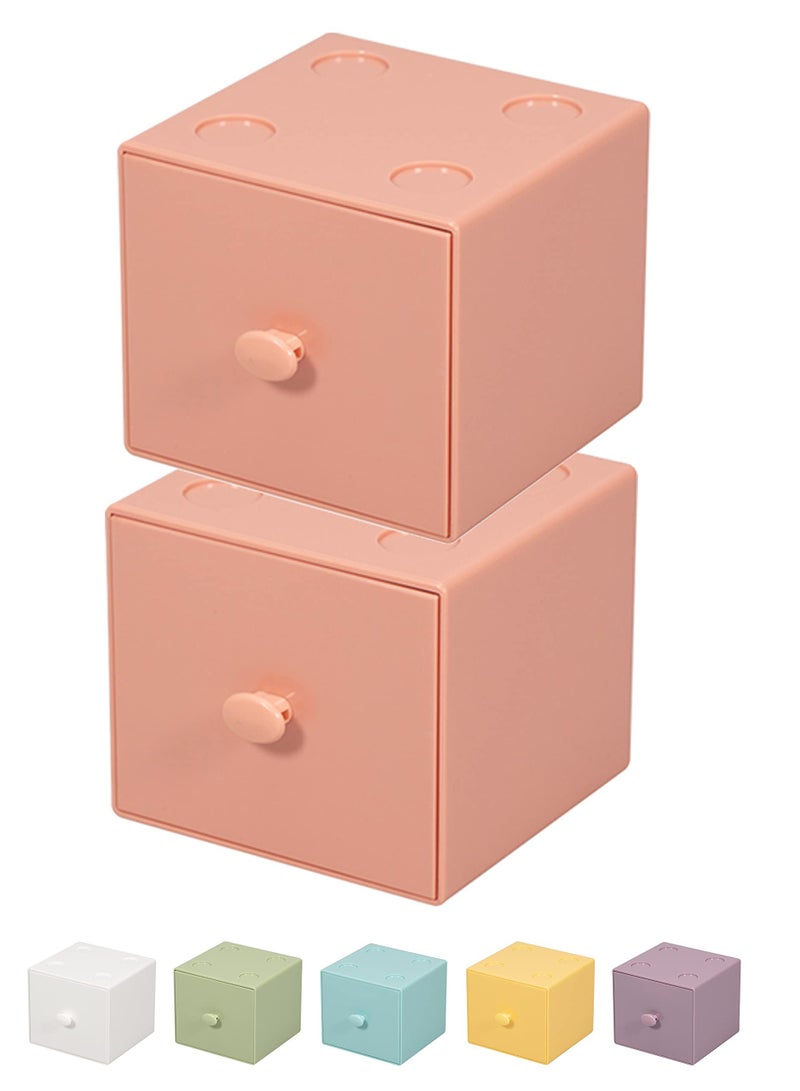 SYOSI 2 Pcs Storage Box Desktop Office Table, with Drawers Tabletop Stackable Drawers Jewelry Organizer Tray Desk Storage Office Drawer Stackable Organizer Drawer Cosmetic Storage Basket - Image 1