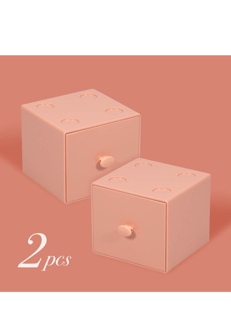 SYOSI 2 Pcs Storage Box Desktop Office Table, with Drawers Tabletop Stackable Drawers Jewelry Organizer Tray Desk Storage Office Drawer Stackable Organizer Drawer Cosmetic Storage Basket - Image 3