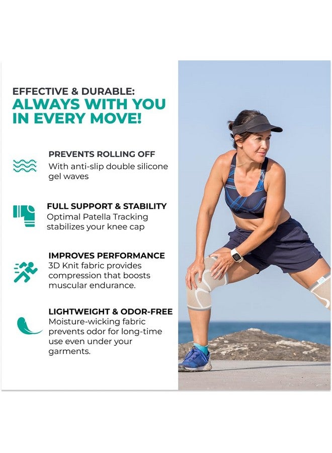 Modvel Compression Knee Brace for Women & Men - 2 Pack Knee Brace for Women Running Knee Pain, Knee Support Compression Sleeve, Workout Sports Knee Braces for Meniscus Tear ACL & Arthritis Pain Relief - Image 3