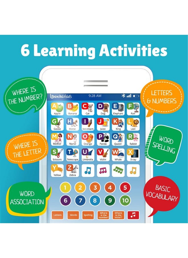 Boxiki kids Learning Pad Fun Phone with 6 Toddler Learning Games by Boxiki Kids | Touch and Learn Interactive Tablet for Number Learning, Learning ABCs, Spelling, 'Where Is?' Game, Melodies | Education  - Image 3
