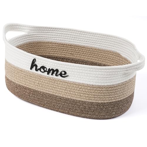 STOBSK Dog Toy Basket Woven Baskets for Organizing Rope 22"X11"X7.9" Large Storage Basket with Handle Cute Cotton Nursery Gift Dog Toy Bins Organizer-Light Brown - Image 1