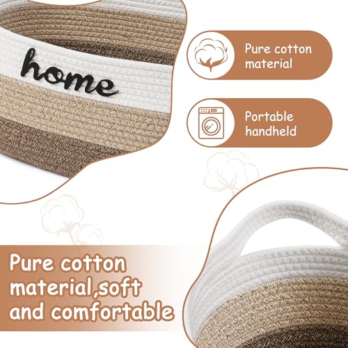 STOBSK Dog Toy Basket Woven Baskets for Organizing Rope 22"X11"X7.9" Large Storage Basket with Handle Cute Cotton Nursery Gift Dog Toy Bins Organizer-Light Brown - Image 2