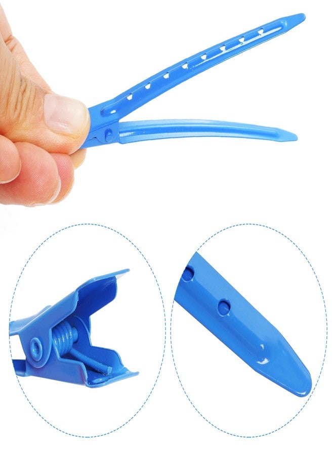 Bantoye 24 Packs Duck Bill Clips, Bantoye 3.35 Inches Rustproof Metal Alligator Curl Clips with Holes for Hair Styling, Hair Coloring, Dark Blue - Image 3