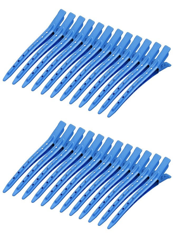 Bantoye 24 Packs Duck Bill Clips, Bantoye 3.35 Inches Rustproof Metal Alligator Curl Clips with Holes for Hair Styling, Hair Coloring, Dark Blue - Image 1