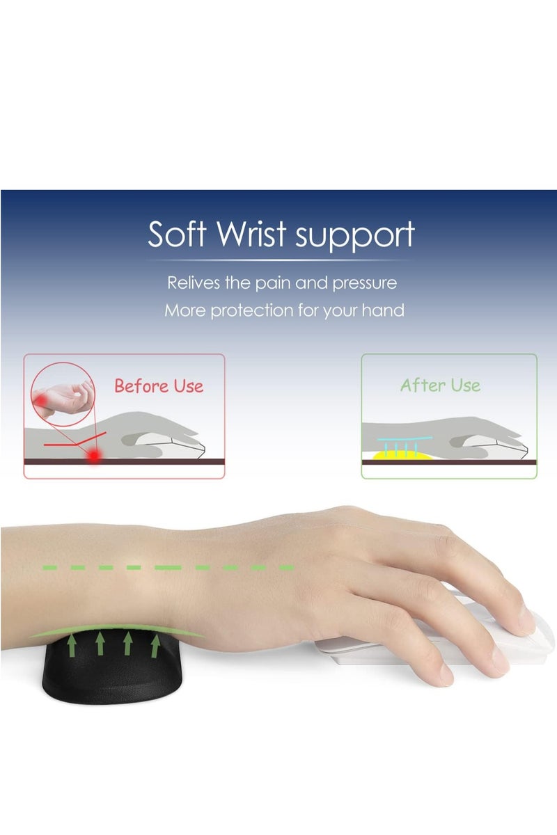 Wrist Support Mouse Wrist Rest Cute Gel Wrist Pad Soft Ergonomic Wrist Pillow Small Mat Relief Hand’s Pain with Anti-Slip Base for Office Home Computer Laptop Notebook Mouse Keyboard (Black) - Image 3