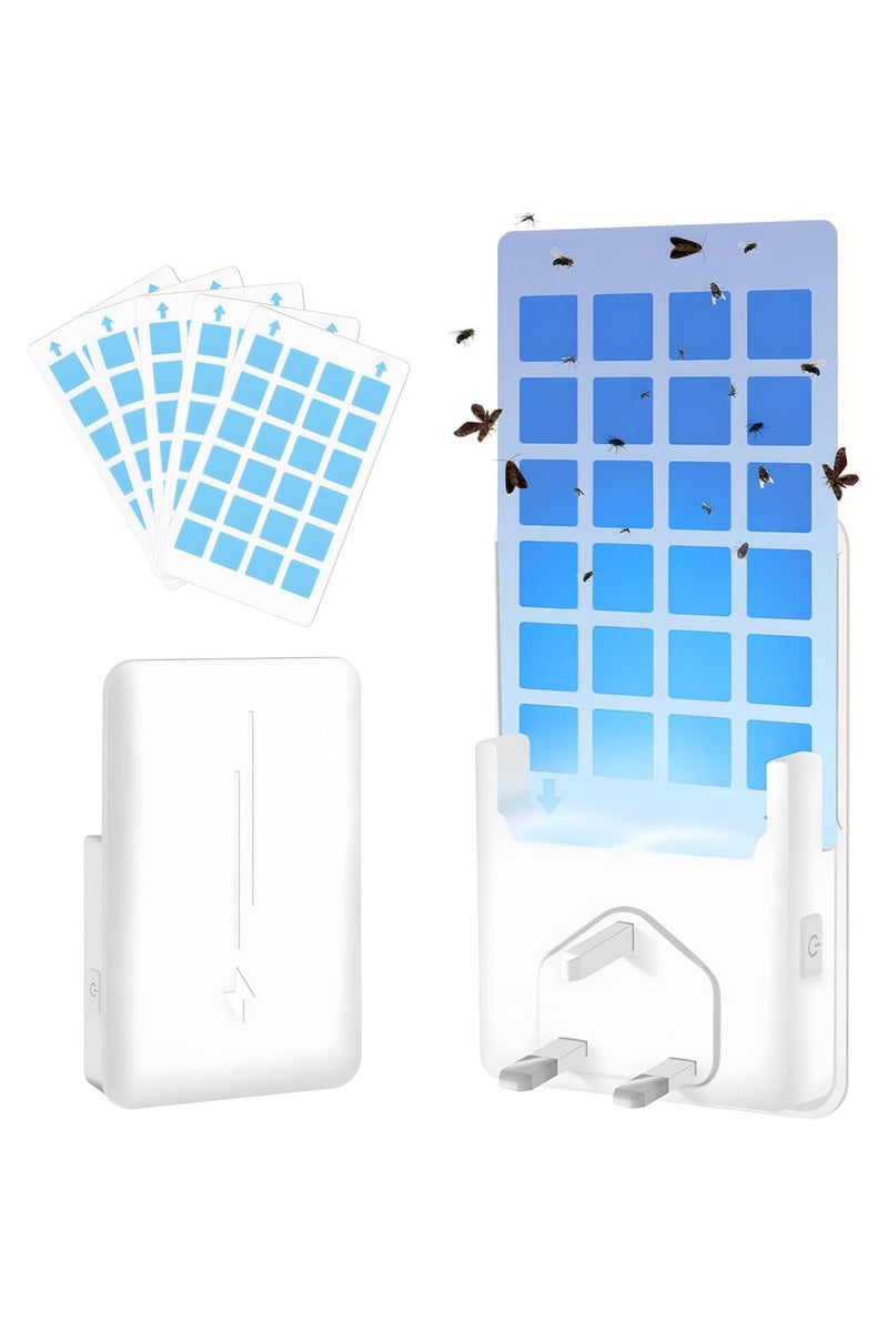Neox Fly Insect Trap with 5Pcs Adhesive Cards,FLly Killer Mosquito Killer Indoor Gnat Catcher Captures Houseflies, Fruit Flies, and Gnats,Insect Killer Plug-in Moths Killer with Night Light for Buzz-free Home（White） - Image 1