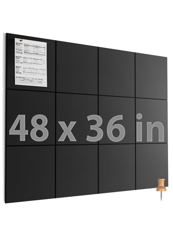 MaxGear Large Cork Board For Wall 47" X 35" Black Bulletin Board, 12 Pack Felt Wall Tiles With Pushpins, Cork Boards For Office Pin Board Tack Board Cork Boards - Image 1