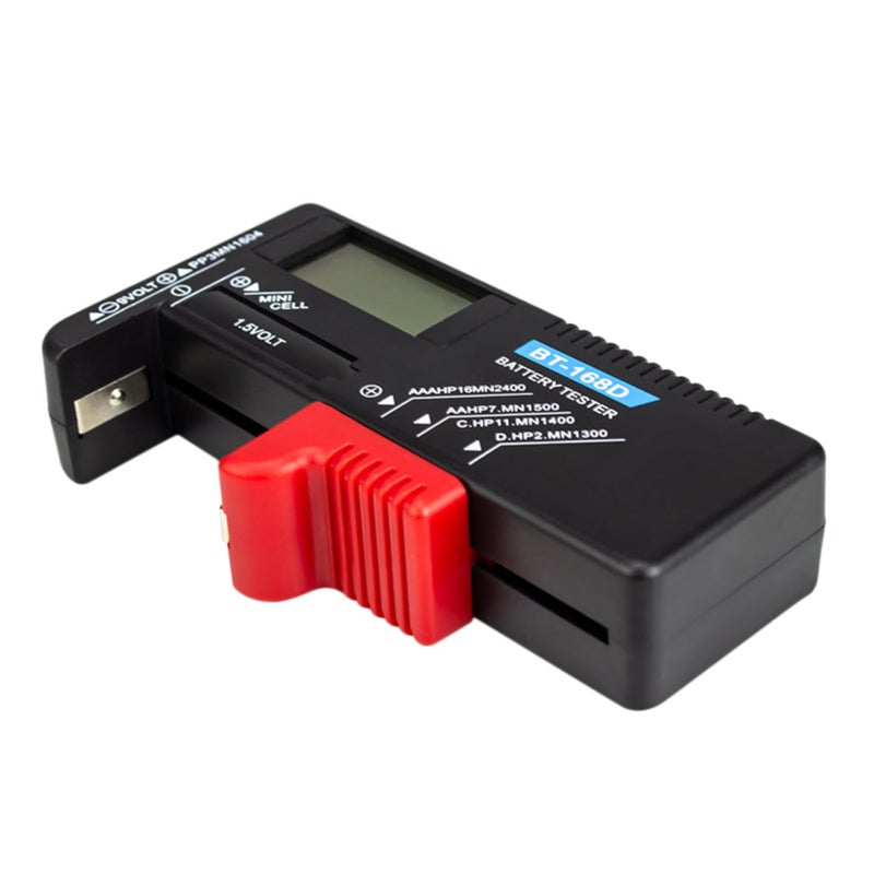 Compact LCD Digital Battery Tester For AA AAA 9V Cells Volt Checker Black Red - Image 2