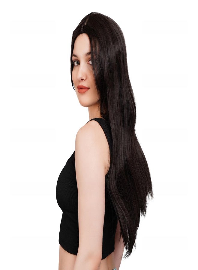 ريتزكارت باروكة شعر صناعي ناعم بني داكن بطول 30 بوصة من ريتزكارت، فرق في المنتصف، بدون غراء، مناسبة للحفلات والاستخدام اليومي - Image 5