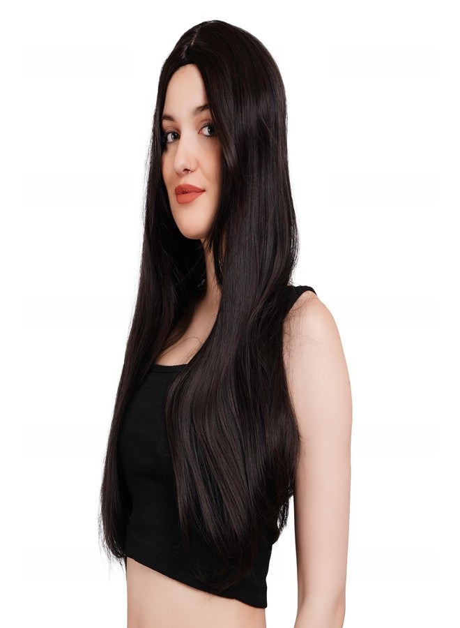 ريتزكارت باروكة شعر صناعي ناعم بني داكن بطول 30 بوصة من ريتزكارت، فرق في المنتصف، بدون غراء، مناسبة للحفلات والاستخدام اليومي - Image 3