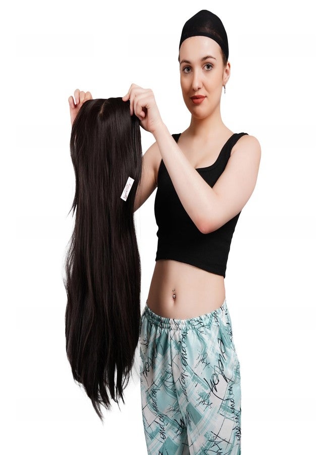 ريتزكارت باروكة شعر صناعي ناعم بني داكن بطول 30 بوصة من ريتزكارت، فرق في المنتصف، بدون غراء، مناسبة للحفلات والاستخدام اليومي - Image 1