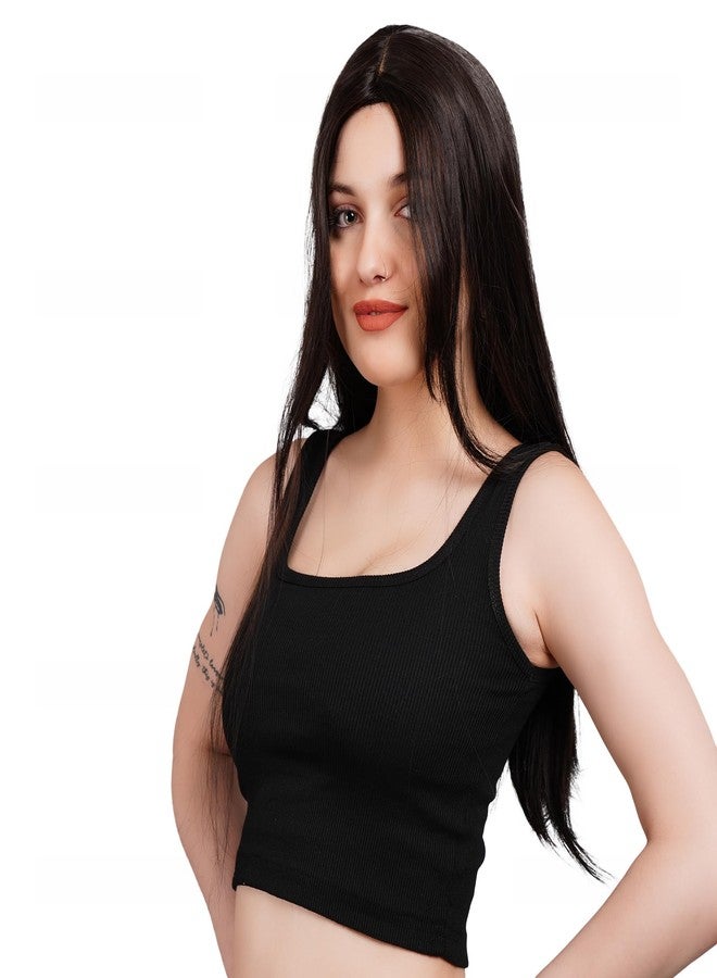 ريتزكارت باروكة شعر صناعي ناعم بني داكن بطول 30 بوصة من ريتزكارت، فرق في المنتصف، بدون غراء، مناسبة للحفلات والاستخدام اليومي - Image 2