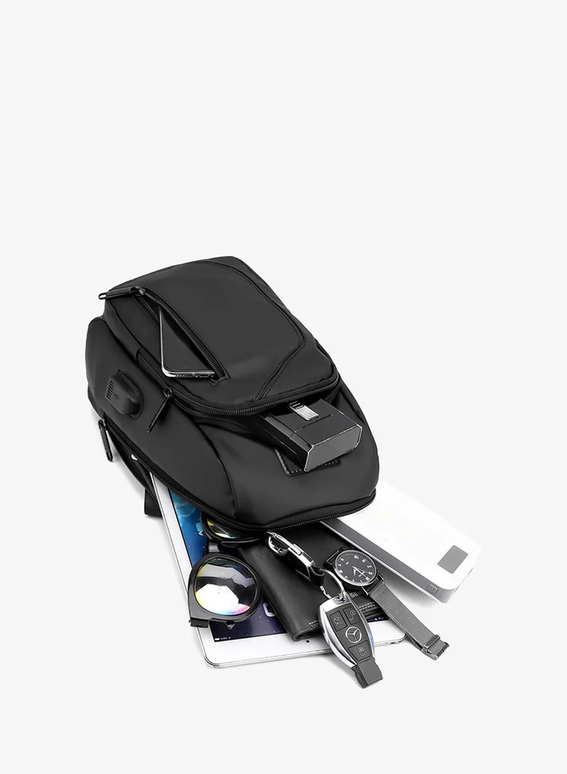 Hike Blue Crossbody Sling Bag Synthetic Water Resistant Unisex Small Shoulder Bag with Built in USB Port for Business Travel Outdoor Shopping, HK2032, BLue  | Best Price UAE