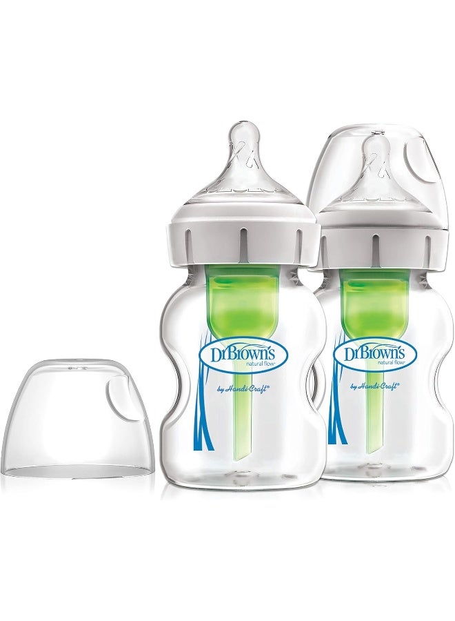 Dr. Brown’s Pack of 2 Options+ Wide-Neck Anti-Colic Glass Baby Bottle, 0M+, 2x150ml - Image 3