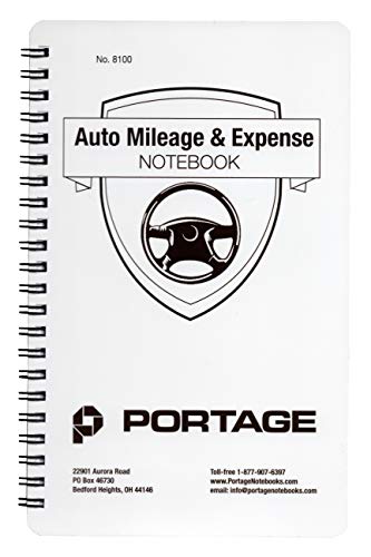 Portage Auto Mileage & Expense Notebook – Vehicle Mileage Log, Miles Log Book to Track Over 400 Rides or Sessions, Track Odometer for Business Driving or Rideshare Apps – 5 x 8 Inches, 60 Pages (Pack of 1) - Image 1