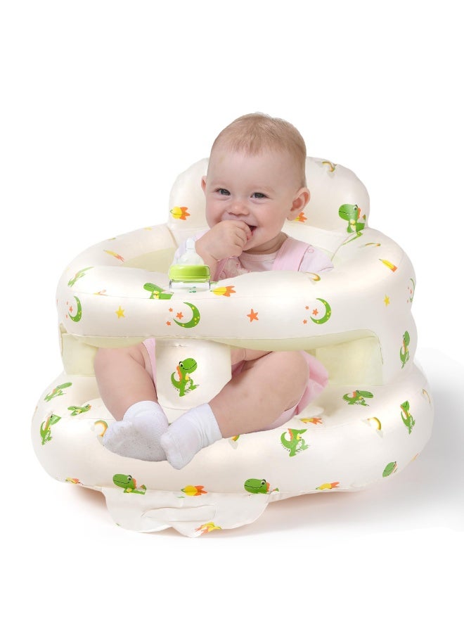 OSHIMA Baby Inflatable Chair, Inflatable Seat for Babies 3-36 Months, Infant Inflatable Chair, Built In Air Pump Blow Up, Learning Sit-Up Seat for Infants 3 Months & Up (Dinosaur) - Image 1