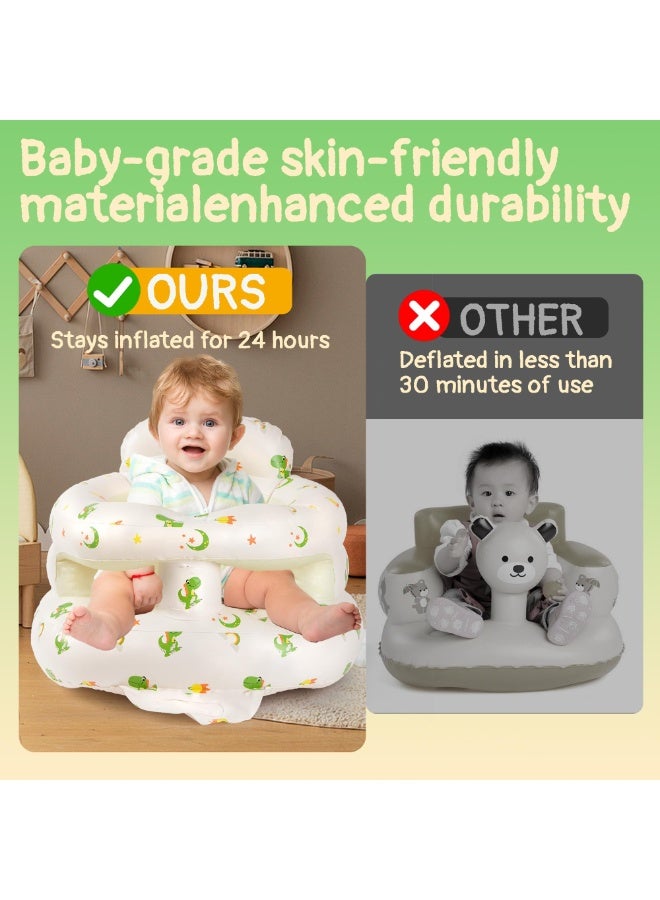 OSHIMA Baby Inflatable Chair, Inflatable Seat for Babies 3-36 Months, Infant Inflatable Chair, Built In Air Pump Blow Up, Learning Sit-Up Seat for Infants 3 Months & Up (Dinosaur) - Image 5