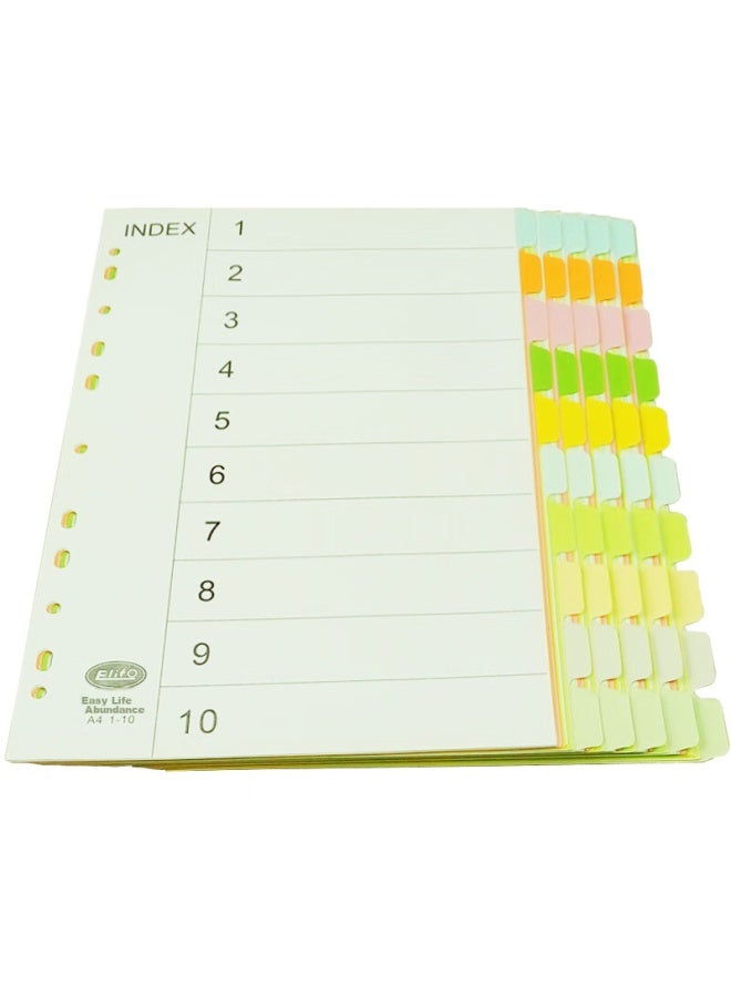 elifo Yili Feng, Page Separators, Index Dividers, Classification Paper, Index Paper, Loose-leaf Paper, Paper Plastic Digital English Three-hole Binder Specific, 10 Colors Page Separators 50 Sheets 1 Pack - Image 4