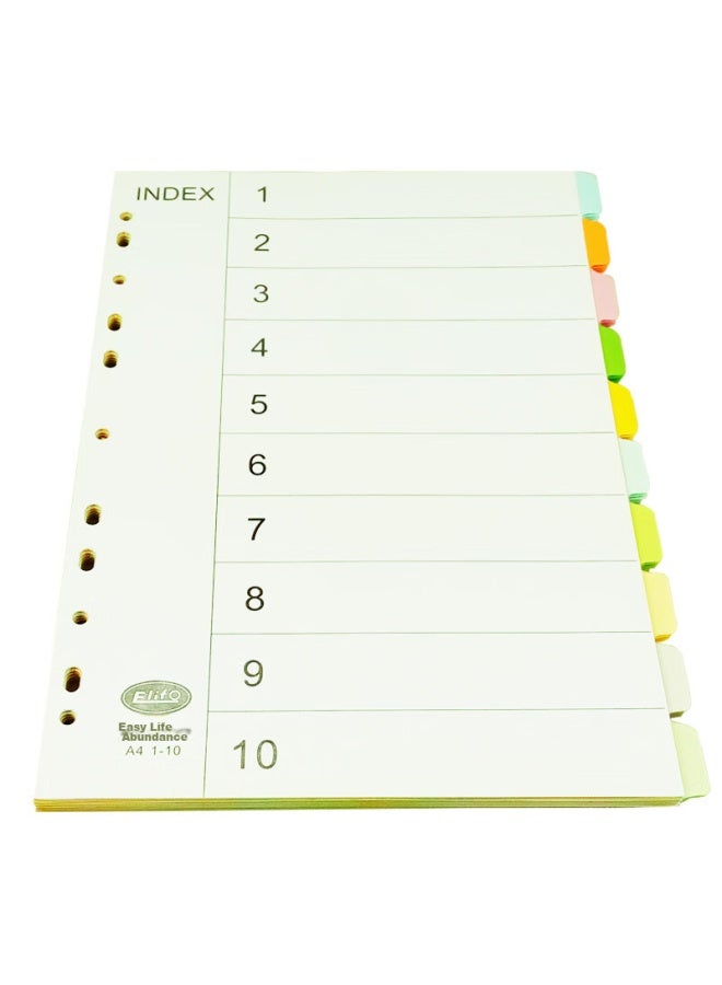 elifo Yili Feng, Page Separators, Index Dividers, Classification Paper, Index Paper, Loose-leaf Paper, Paper Plastic Digital English Three-hole Binder Specific, 10 Colors Page Separators 50 Sheets 1 Pack - Image 2