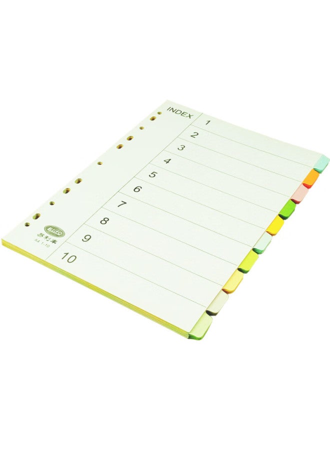 elifo Yili Feng, Page Separators, Index Dividers, Classification Paper, Index Paper, Loose-leaf Paper, Paper Plastic Digital English Three-hole Binder Specific, 10 Colors Page Separators 50 Sheets 1 Pack - Image 3